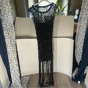 ASOS Black Fringe Maxi Dress